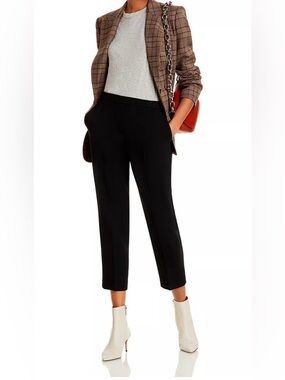 Theory Treeca Pull-On Black Pants in Admiral Crepe Mid Rise Cropped Women’s 6